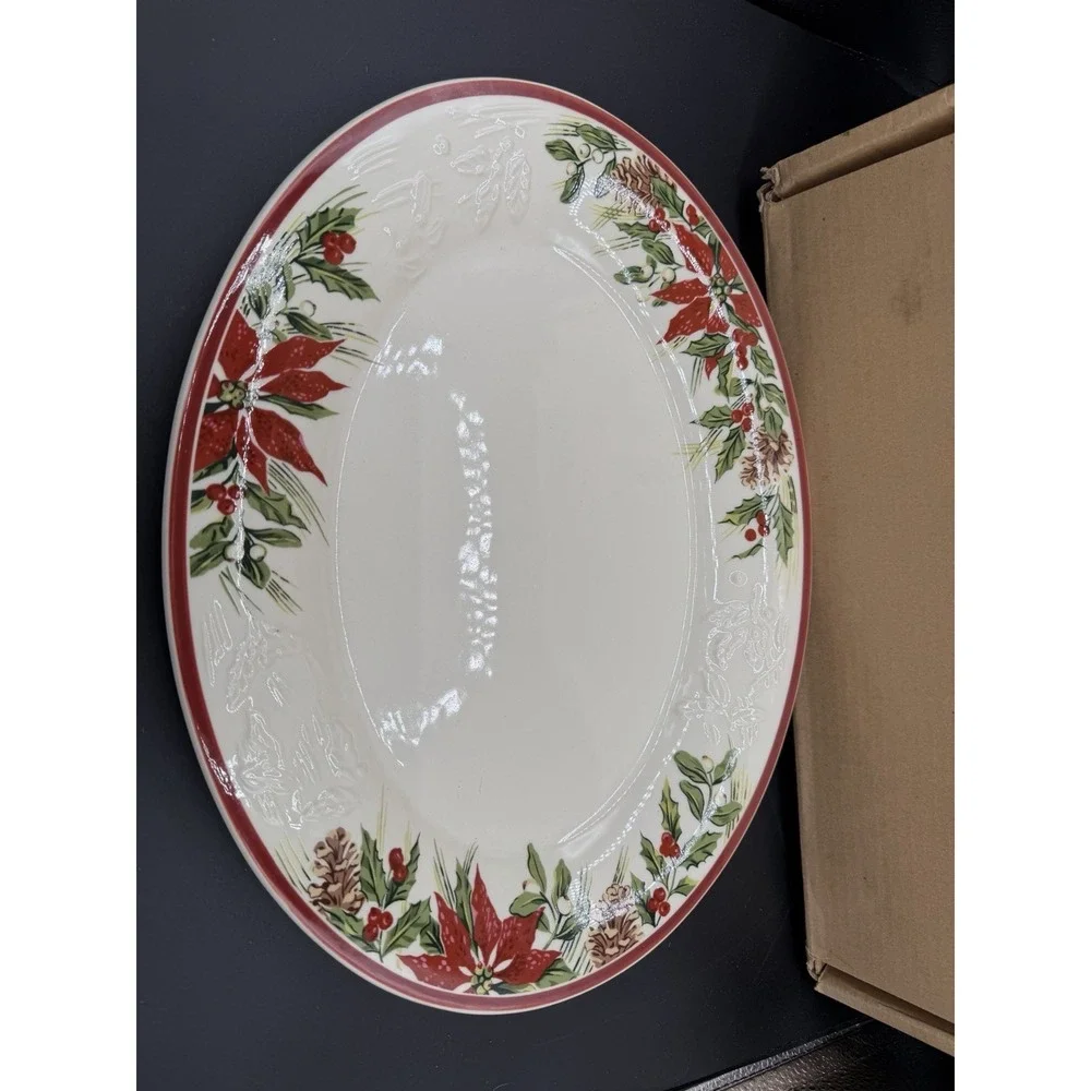 Longaberger Nature's Garland Pottery Platter 🍃🍽️ NIB –New in Box Serving Piece